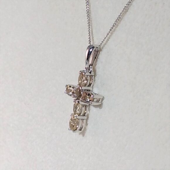 Yellow Topaz Cross Necklace - Picture 2 of 5